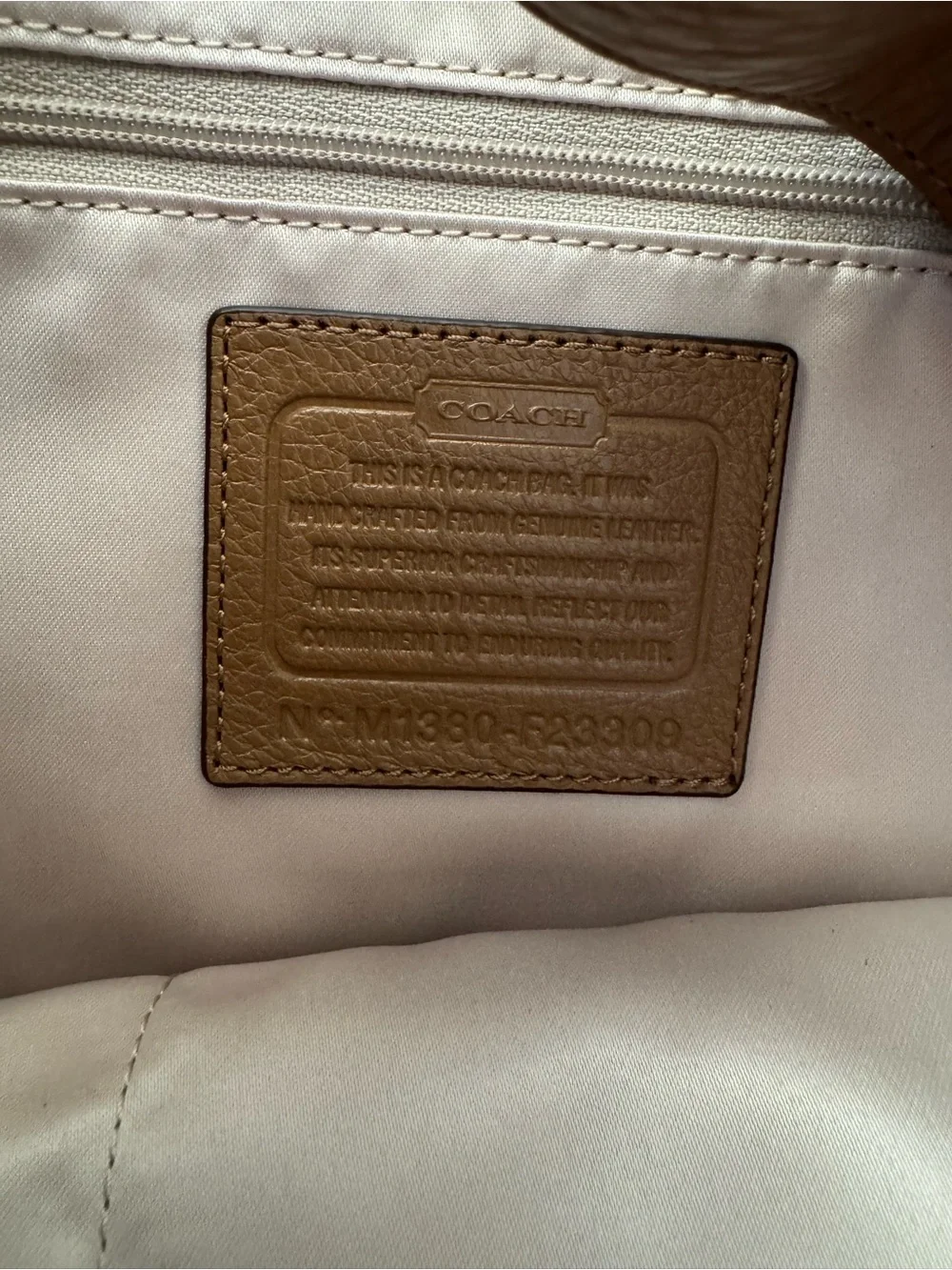 COACH Avery Pebbled Leather Hobo Cognac Brown Large Bag M1380 F23309